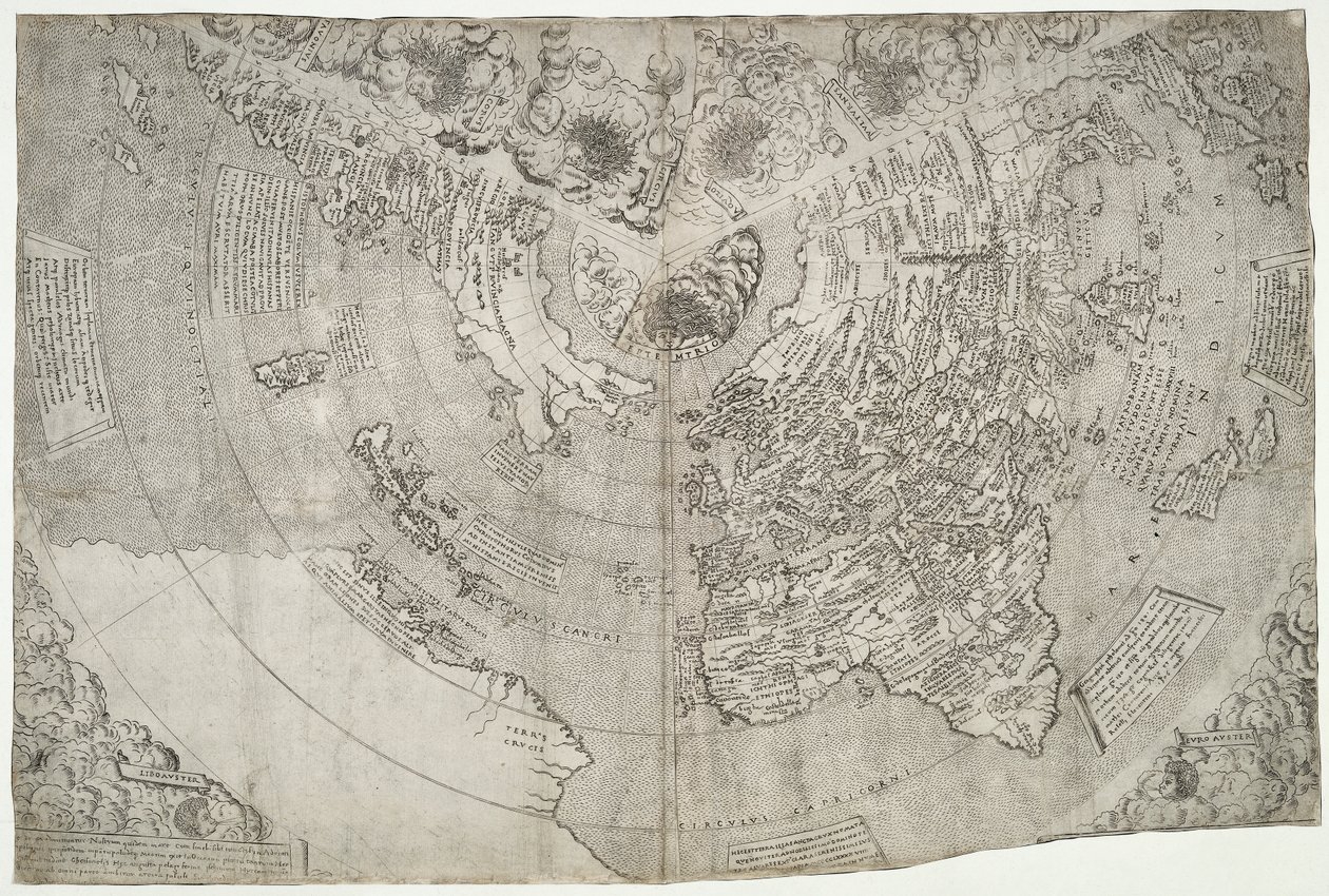World Map, Mundu [原文のまま] spericum... ジョン・マシュー・コンタレーニの勤勉さが分かるでしょう.., Contarini, Giovanni and Francesco Rosselli著 作： ジョバンニ・コンタリーニ