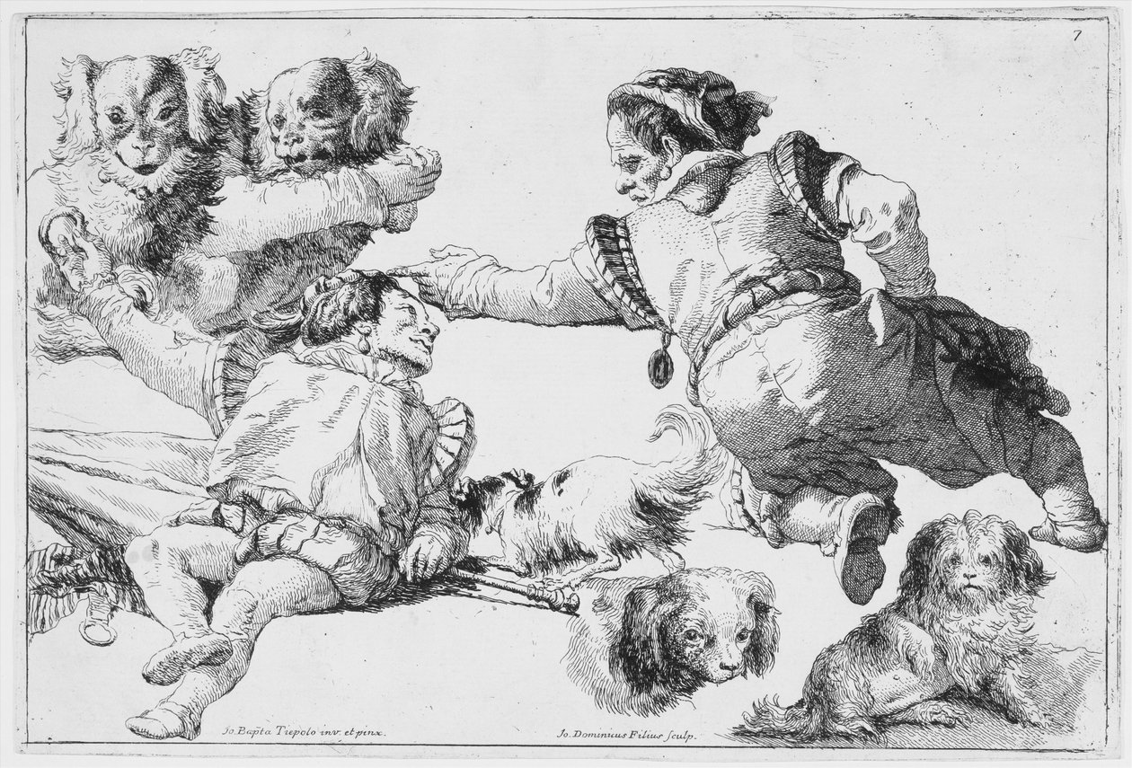 小人と犬の研究、約。 1753年。 作： ジョヴァンニ・ドメニコ・ティエポロ