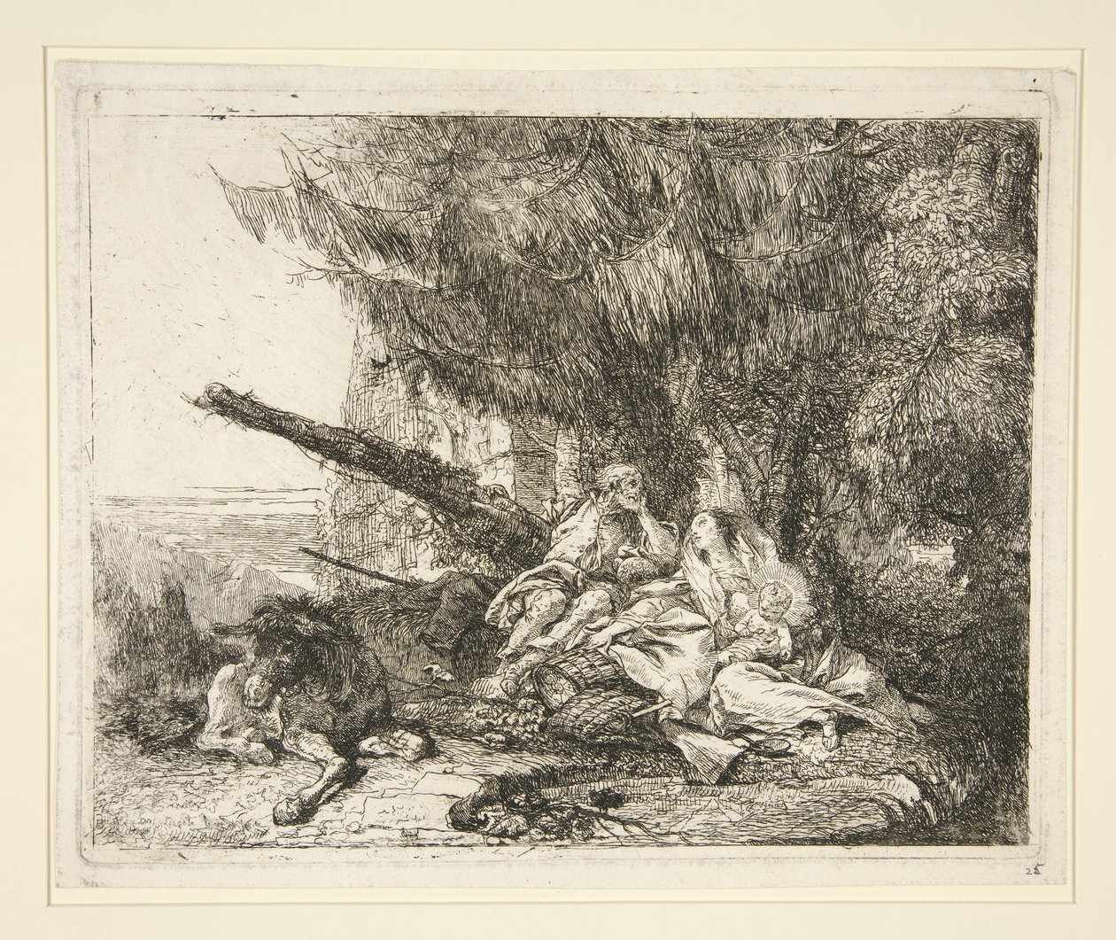 シリーズ Idee pittoresche sopra la fuga in Egitto (Flight into Egypt) の「エジプトへの逃避の休息」 作： ジョヴァンニ・ドメニコ・ティエポロ