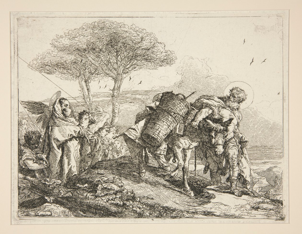 シリーズ Idee pittoresche sopra la fuga in Egitto (Flight into Egypt) の子供を抱く聖母 作： ジョヴァンニ・ドメニコ・ティエポロ