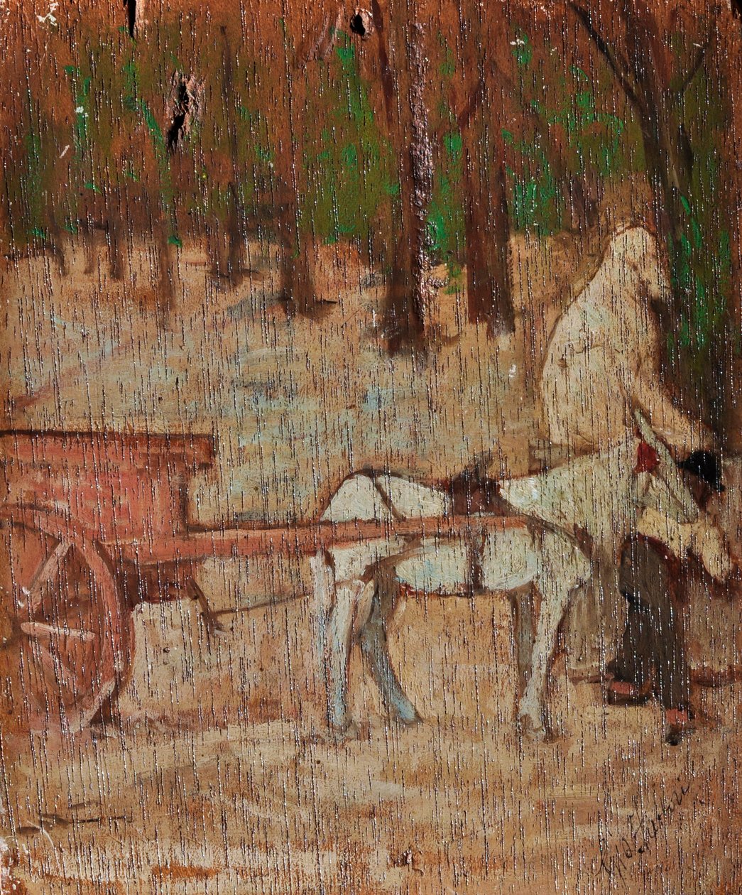 ポルタ・ロマーナ外の印象 1868-70年頃（油彩・板） 作： ジョバンニ・ファットーリ