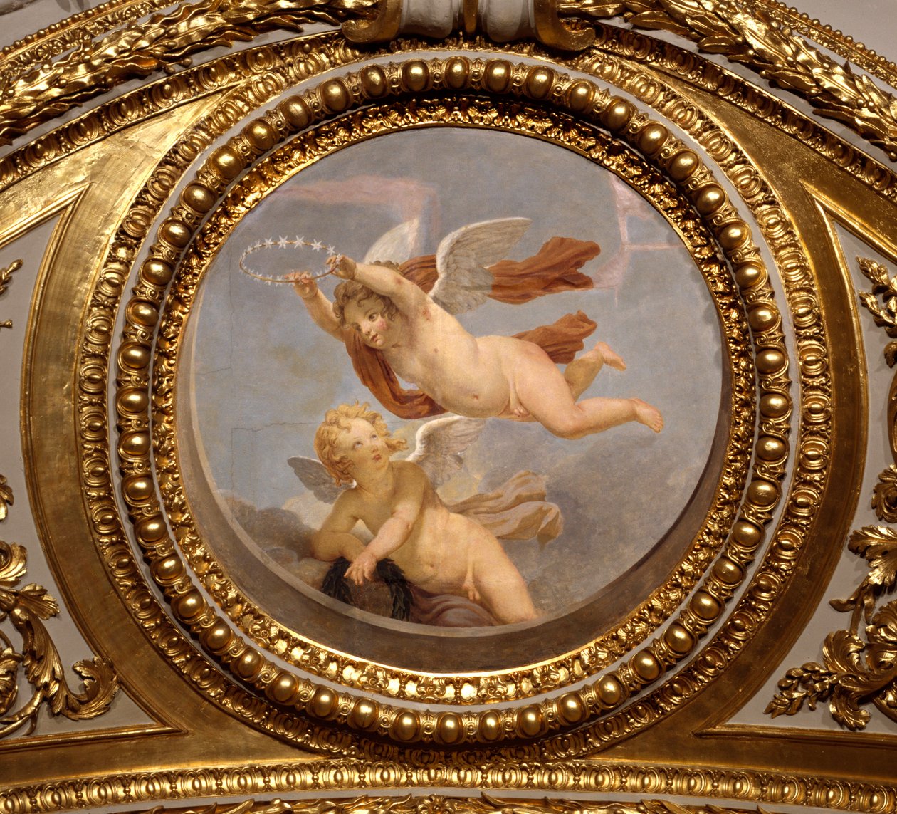 愛。ジョヴァンニ・ロマネリ（1601-1662）が描いた絵画で、オーストリア王妃アンネ（1601-1666）の夏の居室の寝室であるアントナイン・ホールの天井を飾っています。1655-1658年頃。パリ、ルーヴル美術館 作： ジョヴァンニ・フランチェスコ・ロマネリ