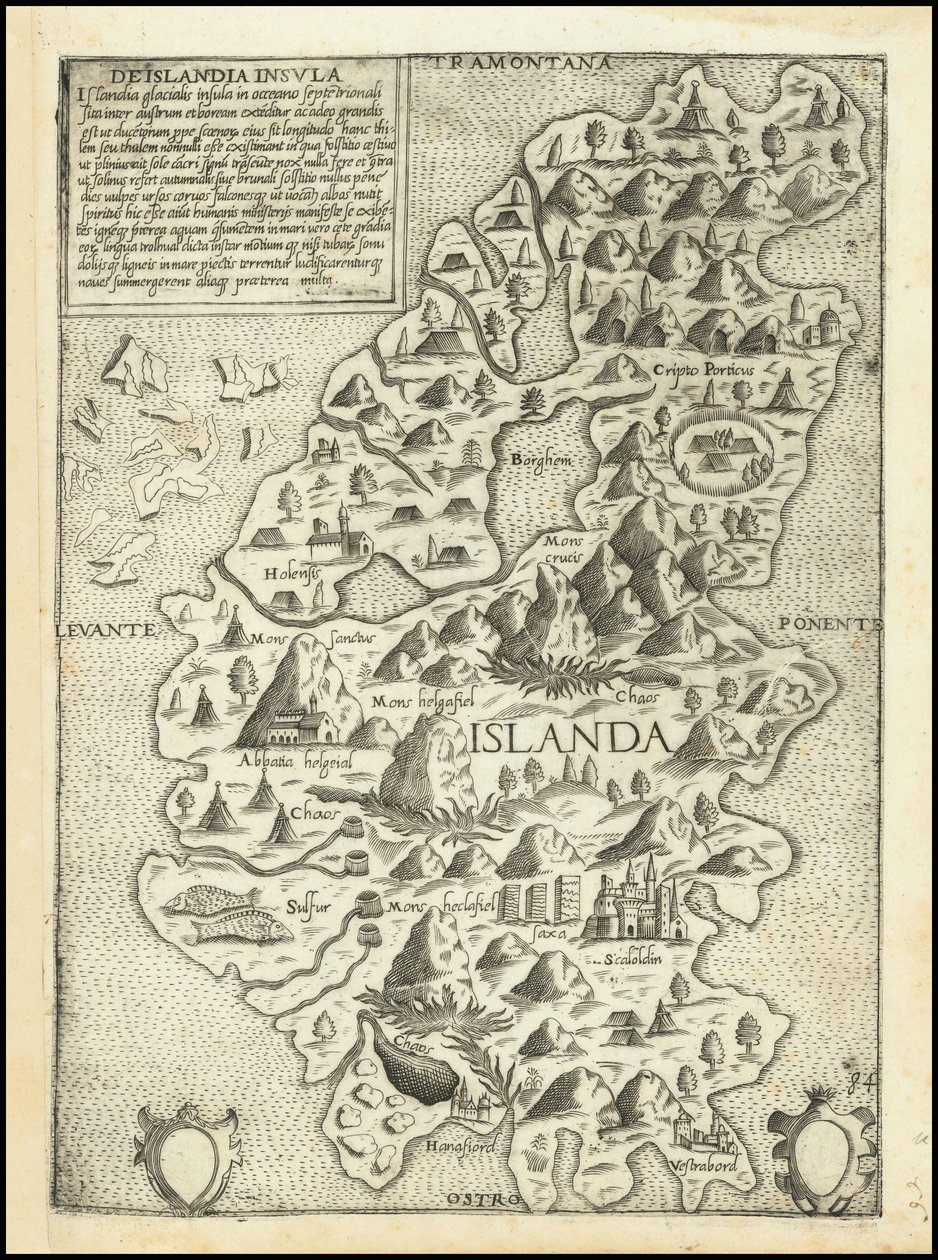 ジョヴァンニ・フランチェスコ・カモーチョによる1560年代のアイスランド地図 作： ジョバンニフランチェスコカモシオ