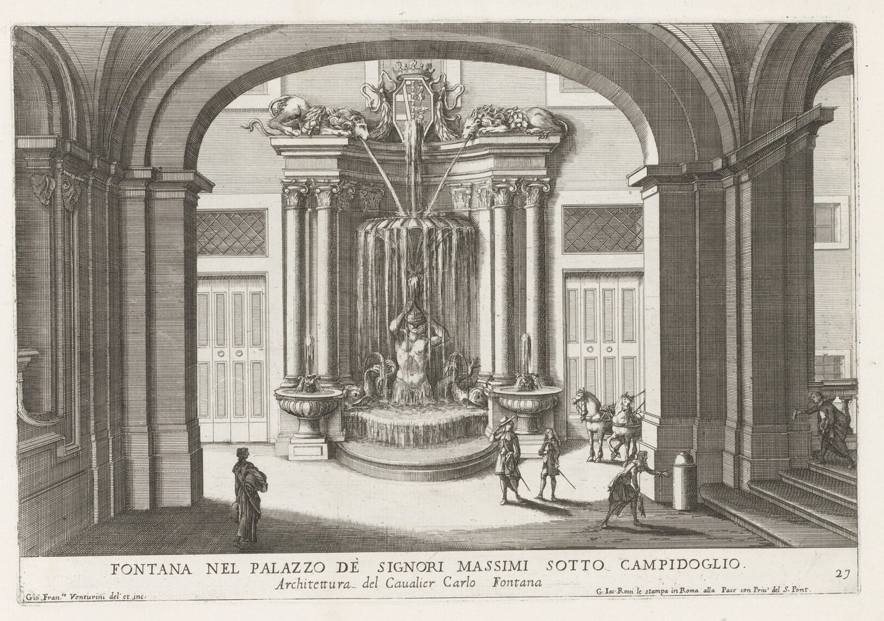 Brunnen im Innenhof des Palazzo Massimo di Rignano in Rom von Giovanni Francesco Venturini