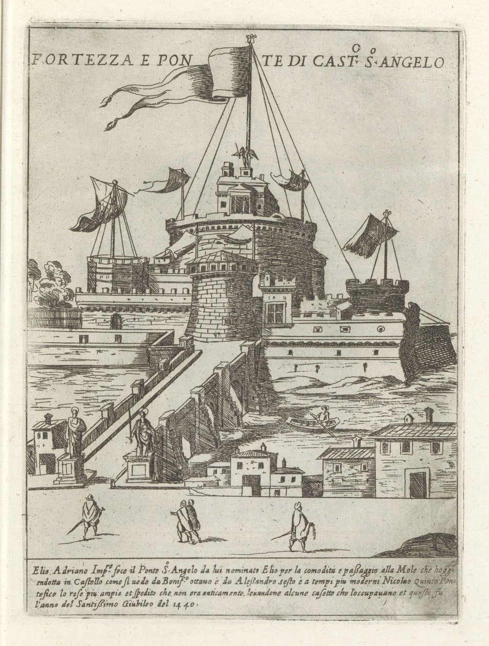 Engelenburcht と Engelenbrug Fortezza e ponte di Cast.o S.o Angelo (オブジェクトのタイトル) ローマの近代および古代のモニュメントと建造物 (シリーズ タイトル) ローマの装飾作品 (シリーズ タイトル) 作： ジョバンニ・マギー