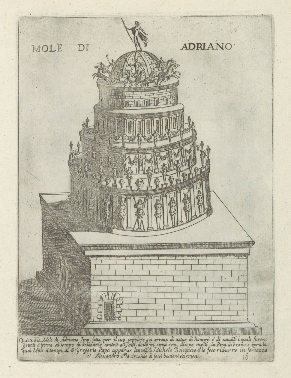 ハドリアヌス廟 Mole di Adriano (オブジェクトのタイトル) ローマの近代および古代のモニュメントと建造物 (シリーズ タイトル) ローマの装飾作品 (シリーズ タイトル) 作： ジョバンニ・マギー