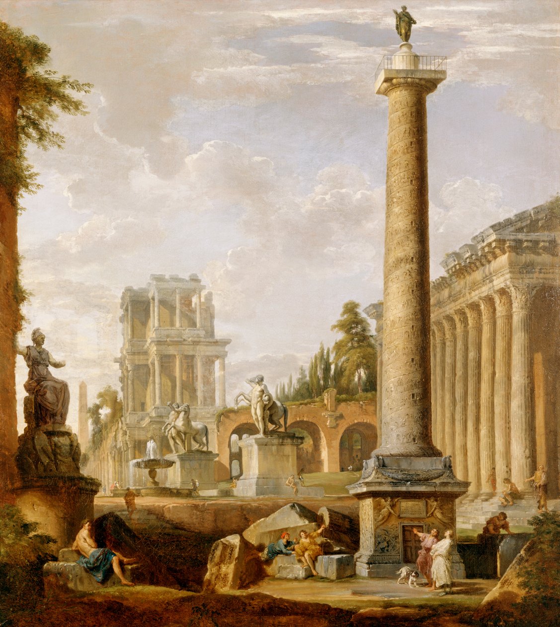 Capriccio das ruínas romanas com a Coluna de Trajano (óleo sobre tela) 作： ジョバンニ・パオロ・パニーニ