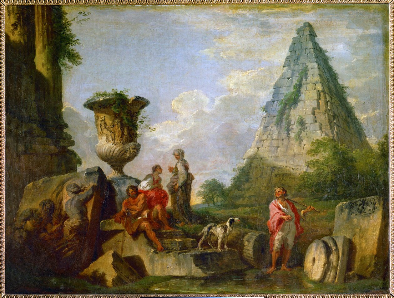 ガイウス・ケスティウスのピラミッドがある古代遺跡 ... 作： ジョバンニ・パオロ・パニーニまたはパニーニ