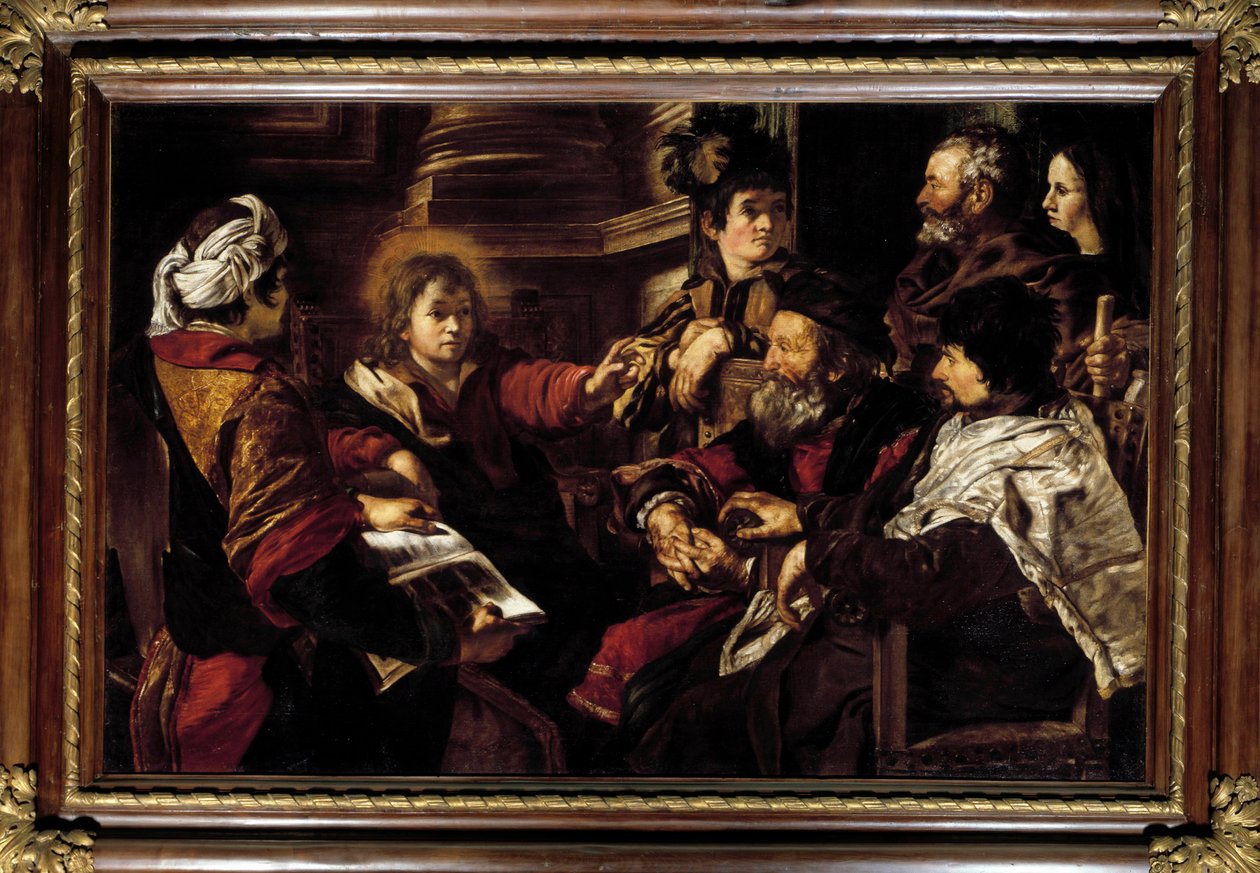 キリストと博士たち ジョヴァンニ・セロディーネ（1600-1630）の絵画 17世紀 日。1,45×2,24 m パリ、ルーヴル美術館 作： ジョバンニ・セロディン