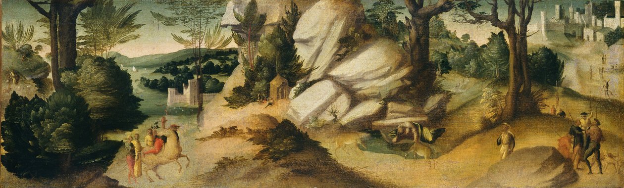 伝説のシーン、おそらく c. 15151520。 作： ジョヴァンニ・ディ・ロレンツォ・ラルシアーニ