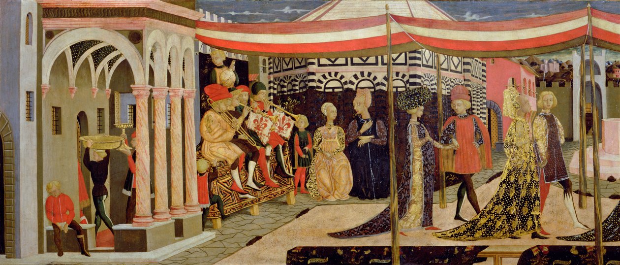 Adimari Cassoneの正面、左側のセクションの詳細、80304のパネル詳細のc.1450テンペラ 作： ジョヴァンニ・ディ・セル・ジョヴァンニ