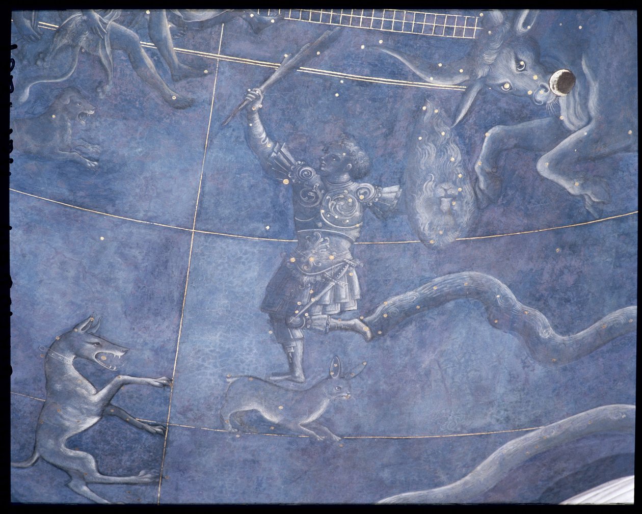 1442年7月4日の夜に星を通過する太陽の道、オリオンとおうし座の詳細、祭壇の上の軒裏、1430年頃（85088の詳細） 作： ジュリアーノ・ダリギ・ペゼッロ