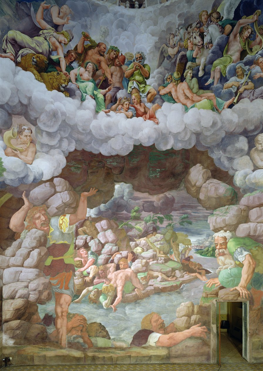 木星の落雷による巨人の破壊の詳細、サラデイギガンティ、1536年（フレスコ画） 作： ジュリオ・ロマーノ
