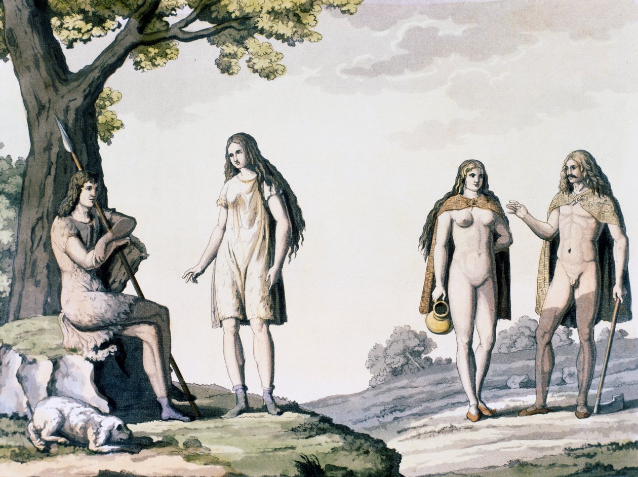 Giulio Ferrario (1767-1847) による古代および現代の衣装からの彫刻、古代ドイツ人の衣装 作： ジュリオ・フェラーリオ