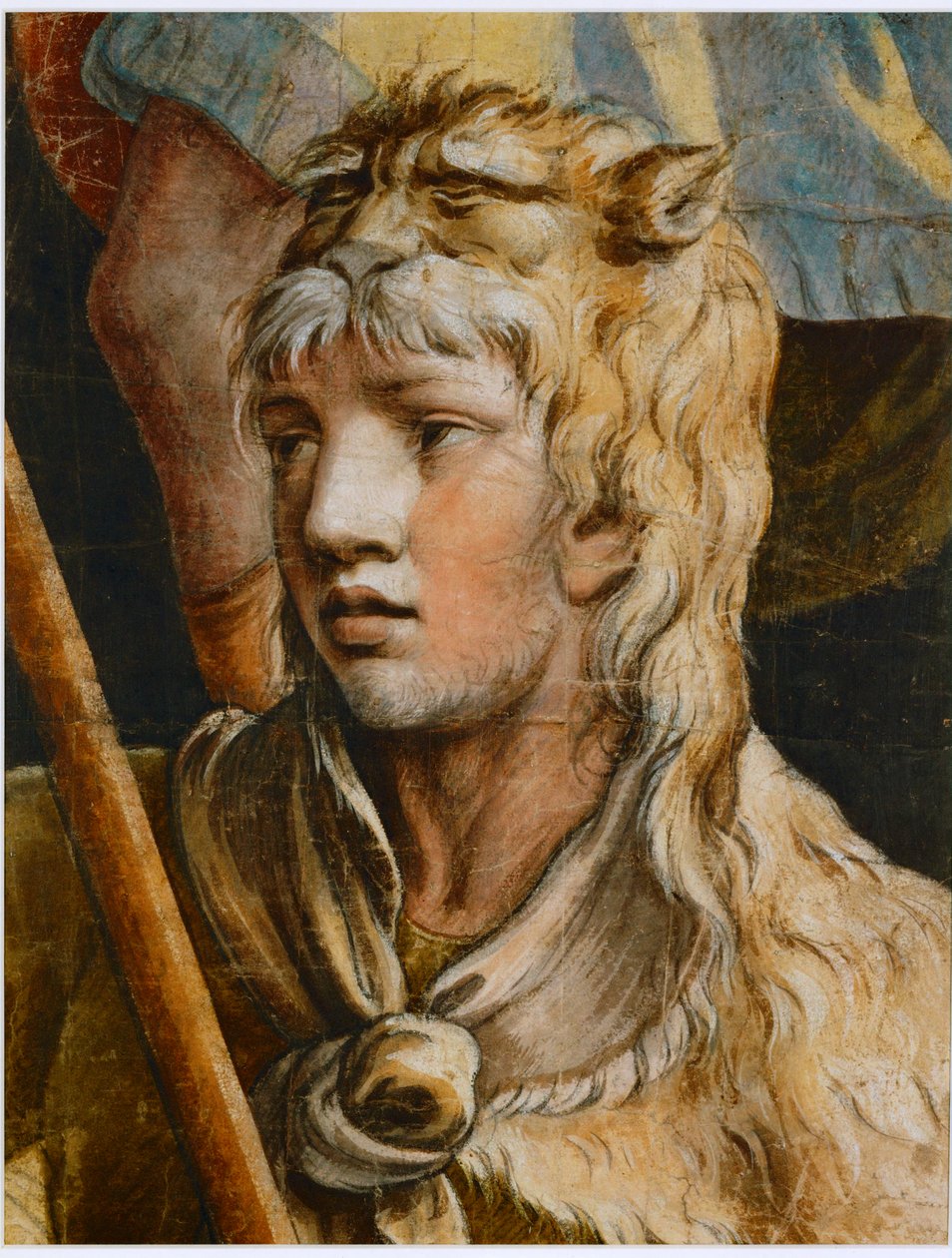 若々しいヘラクレス黒チョークで着色 作： ジュリオ・ロマーノ