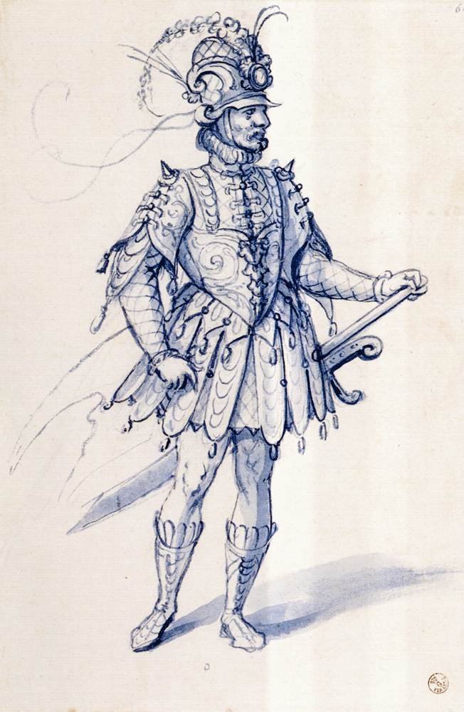 騎士のための衣装の描画 作： ジュゼッペ・アルチンボルド