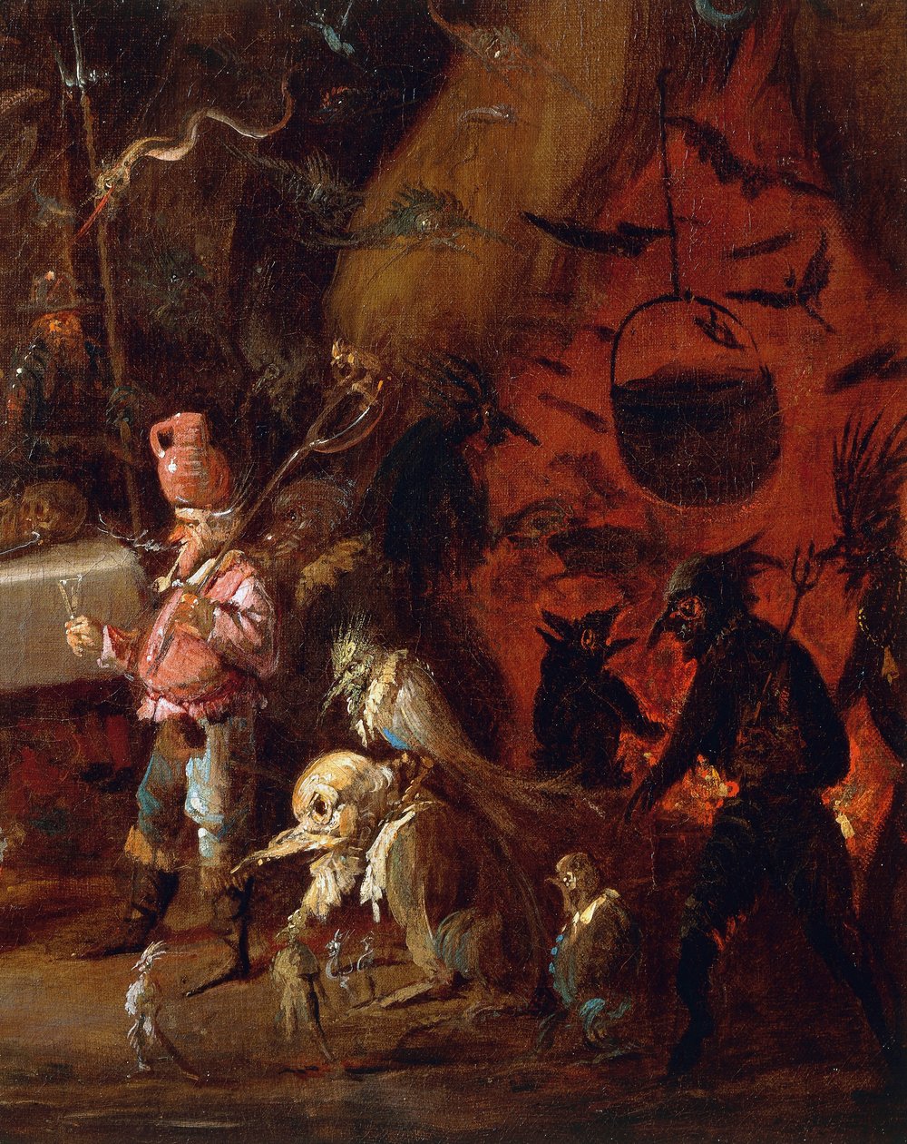 ジュゼッペ・ベルナルディーノ・ビソン（1762-1844）作、油彩・カンヴァス、細部、イタリア、「魔女たちの出会い 作： ジュゼッペ・ベルナルディーノ・バイソン