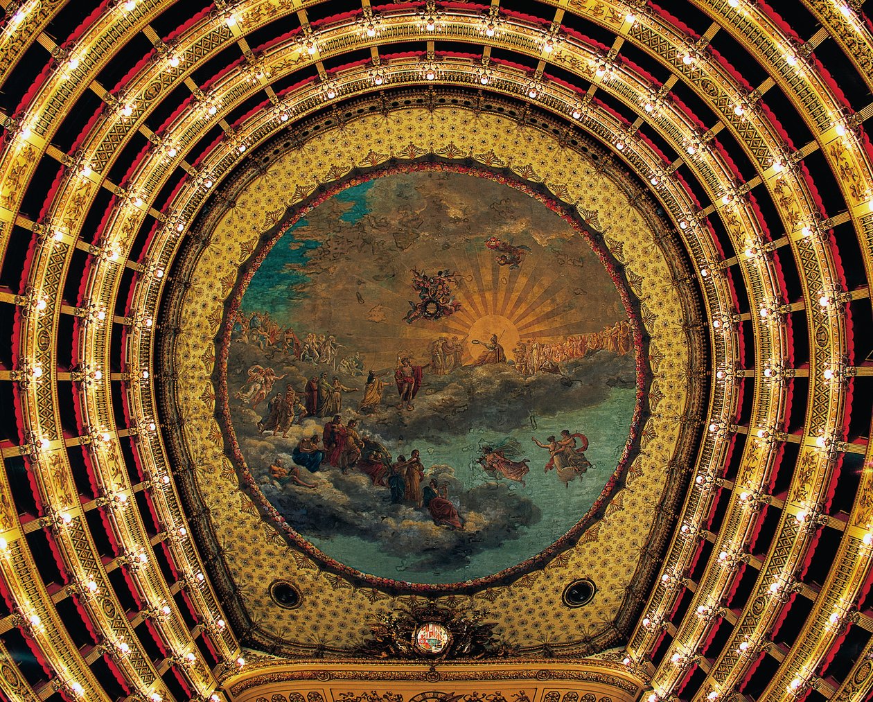 ジュゼッペ・カンマラーノ（1766-1850）が描いた天井（イタリア、カンパニア州ナポリ、サンカルロ王立劇場 作： ジュゼッペ・カンマラノ