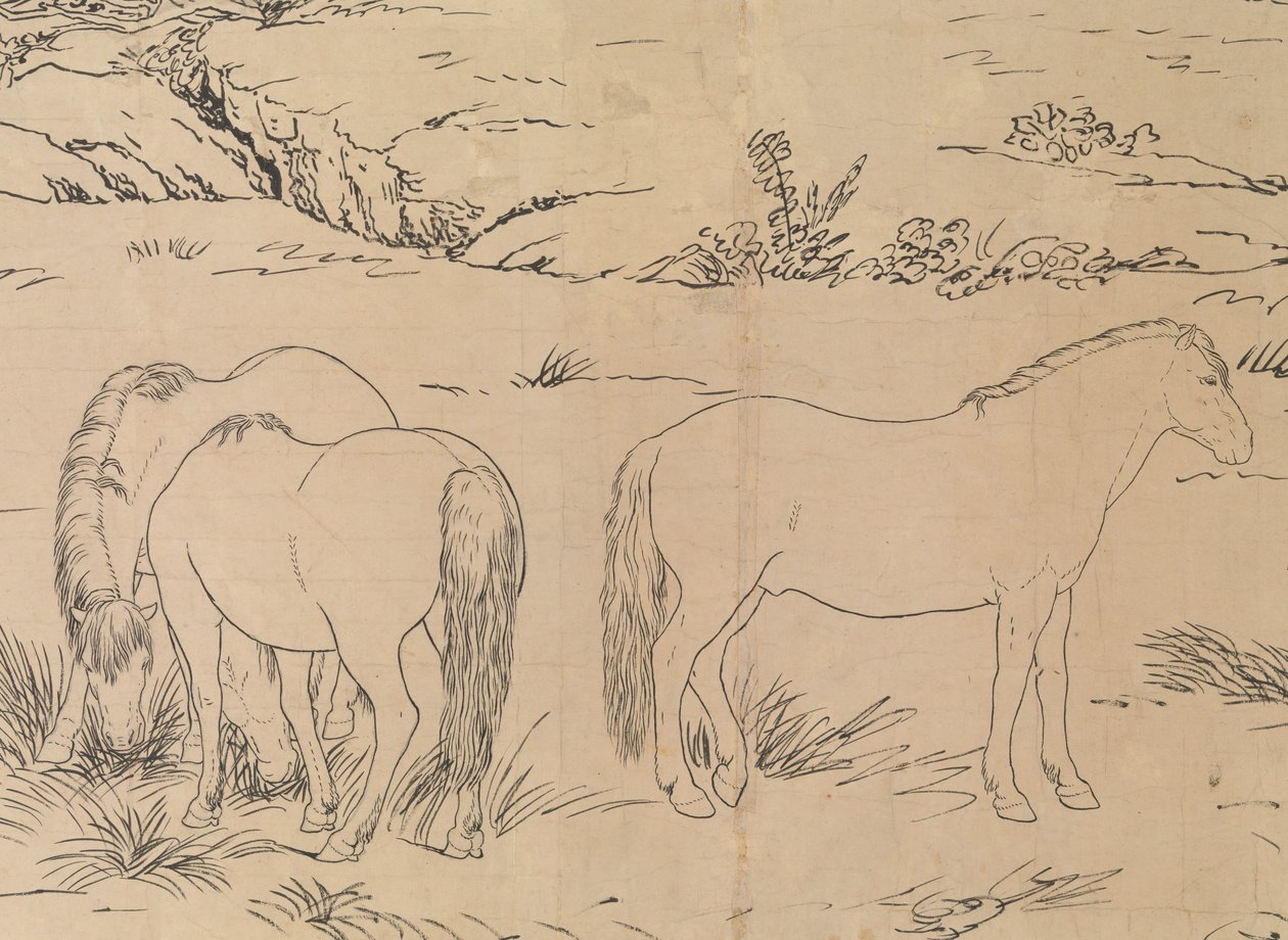 百頭の馬、1723 年から 1725 年までデータ化可能。 作： ジュゼッペ・カスティリオーネ