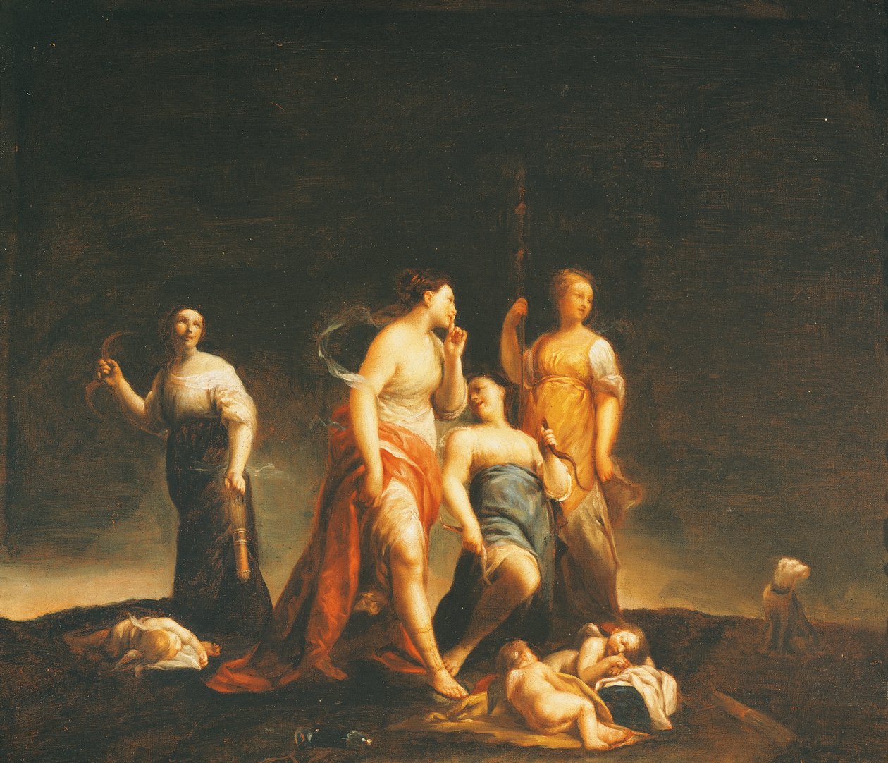 ジュゼッペ・マリア・クレスピ（1665-1747）作「眠るキューピッドたち 作： ジュゼッペ・マリア (1665-1747) クレスピ