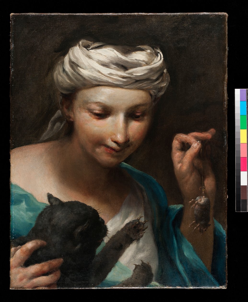 1747年以前の猫を持つ少女 作： ジュゼッペ・マリア・クレスピ