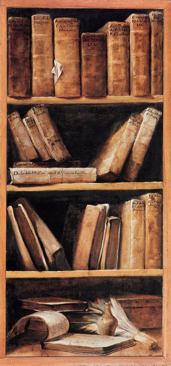 楽譜のある静物図書館。ジュゼッペ・マリア・クレスピ・ディット・ロ・スパニョーロ（スペイン人）（1665-1747）の絵画 1715年 ボローニャ、音楽院 作： ジュゼッペ・マリア・クレスピ