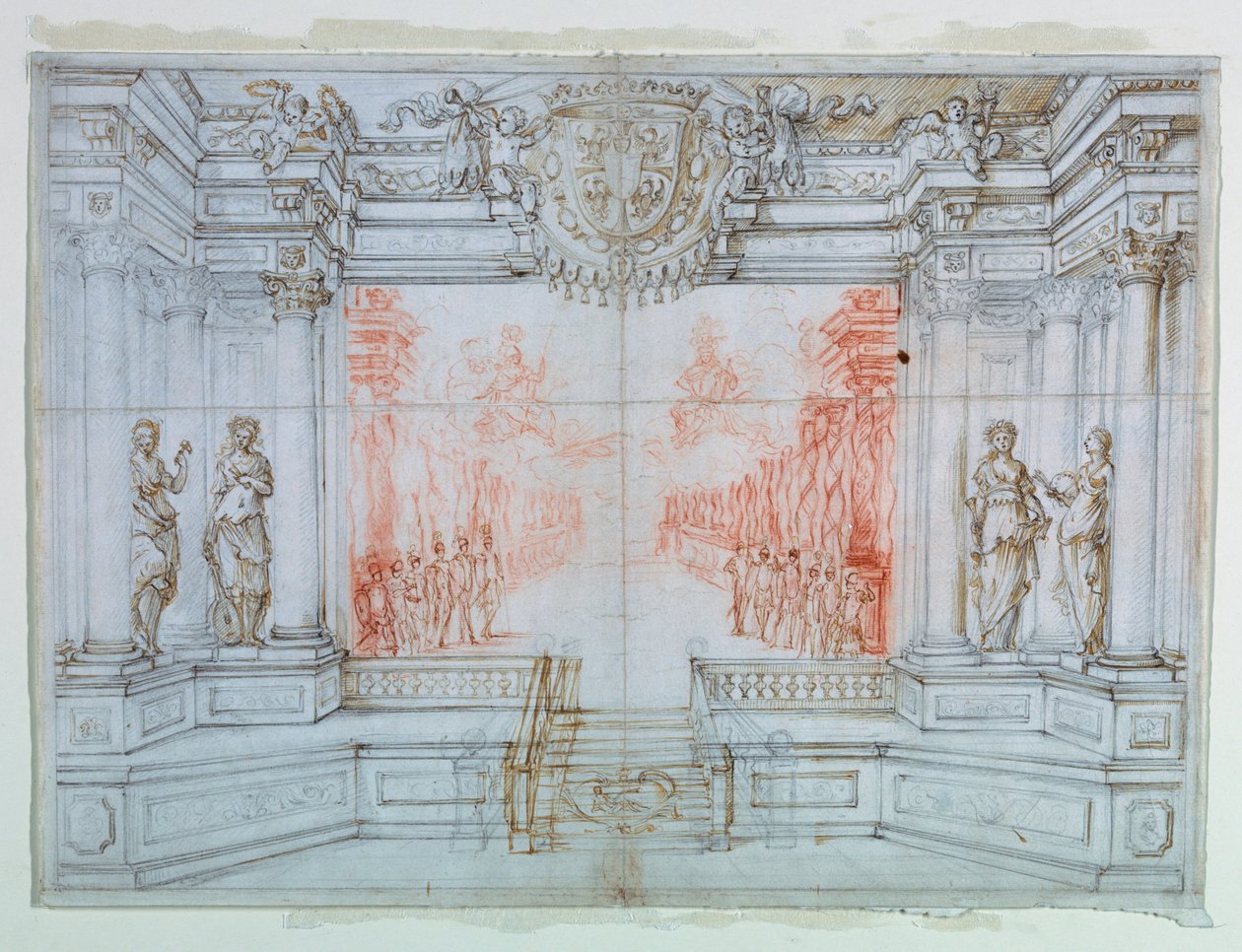 デッサン、舞台美術：バレエ・セレ、1674年 作： ジュゼッペ・マリア・ミテリ