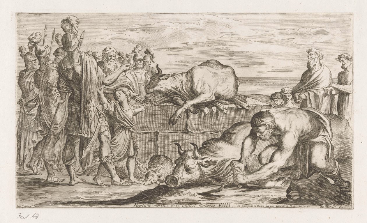 Trojanen offeren dieren aan Neptune アリスはネプチューンに栄誉を授けます (オブジェクトの称号) Omzwervingen van Aeneas (シリーズタイトル) カラッチのレネア・ヴァガンテの絵画（シリーズタイトル） 作： ジュゼッペ・マリア・ミテリ