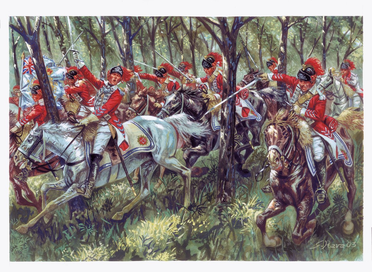 アメリカ独立戦争（1775年-1783年）：アメリカ人入植者の突撃 - アメリカ独立戦争 - ジュゼッペ・ラヴァのイラスト 作： ジュゼッペ・ラヴァ