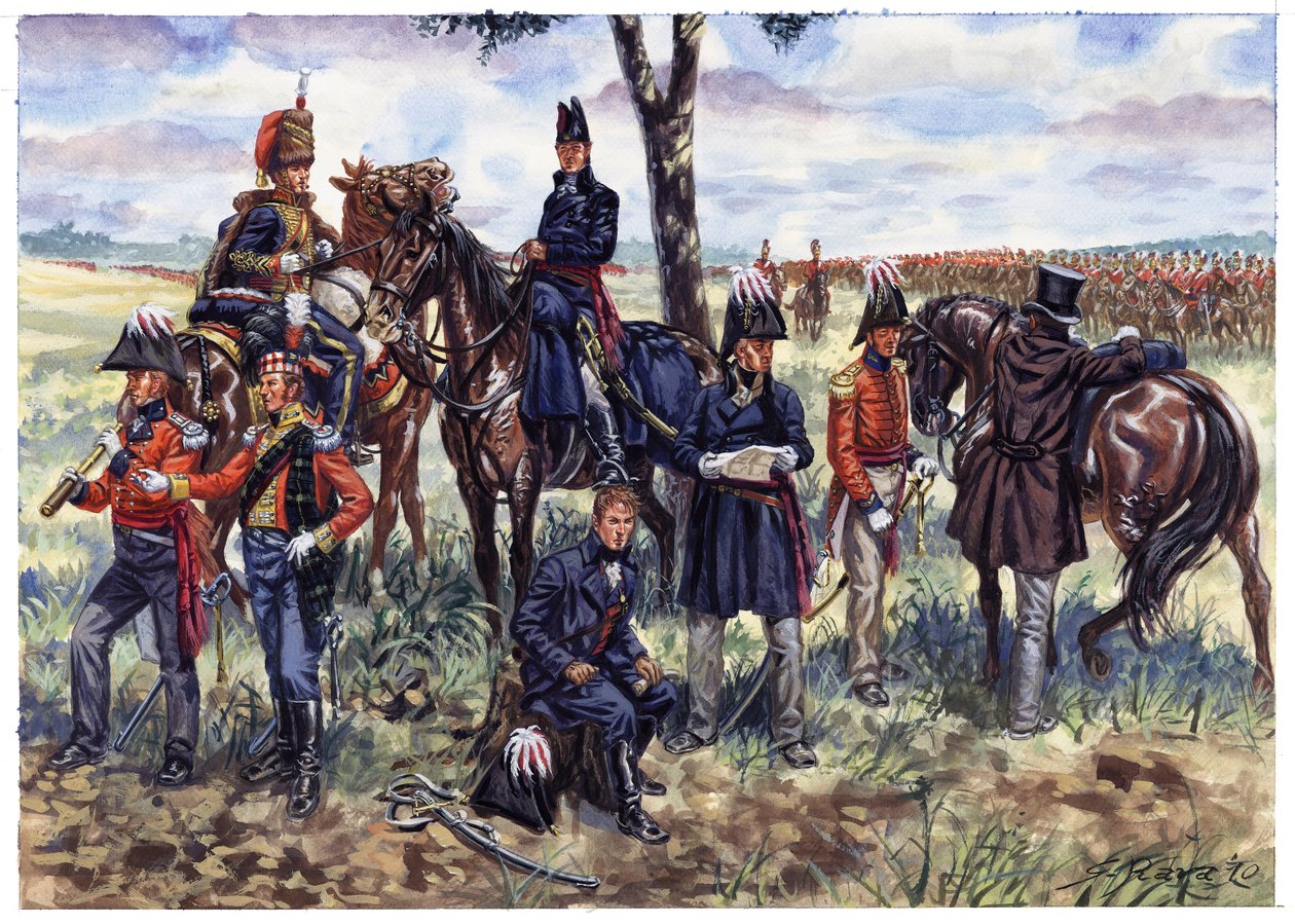 第一帝政1815年6月18日、ワーテルローの戦いでのウェリントン公爵の杖 - ジュゼッペ・ラーヴァによるイラスト 作： ジュゼッペ・ラヴァ