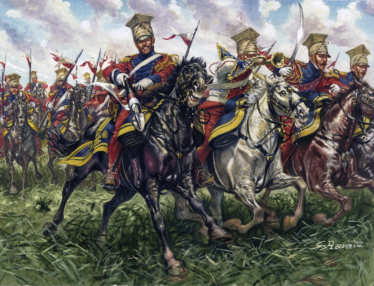 第一帝国：1815年6月18日のワーテルローの戦いにおける帝国軍軽騎兵連隊（レッド・ランサーズまたはレッド・ランサーズ） - 第一帝国：1815年6月18日のワーテルローの戦いにおける帝国軍軽騎兵連隊（レッド・ランサーズまたはレッド・ランサーズ 作： ジュゼッペ・ラヴァ