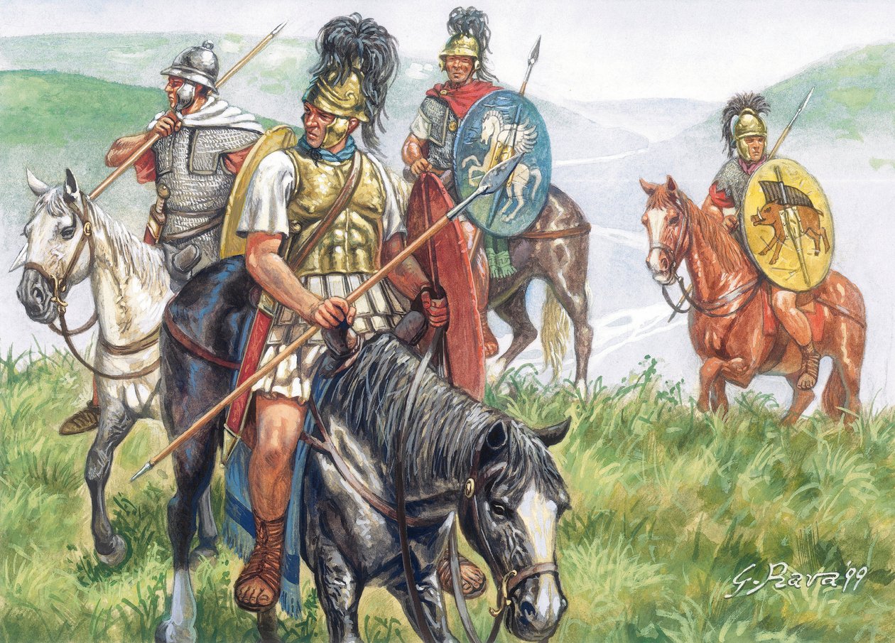 古代ローマ帝国（共和国）：ローマ騎馬軍団 - ローマ共和国：ローマ騎兵隊 - イラスト：Giuseppe Rava 作： ジュゼッペ・ラヴァ