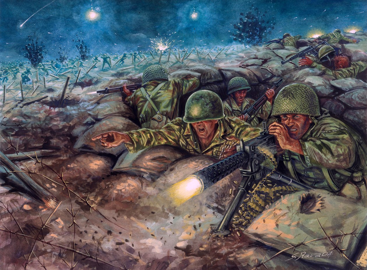 ディエンビエンフーの戦いは、フランス軍とベトミン軍との戦いとなった。 作： ジュゼッペ・ラヴァ