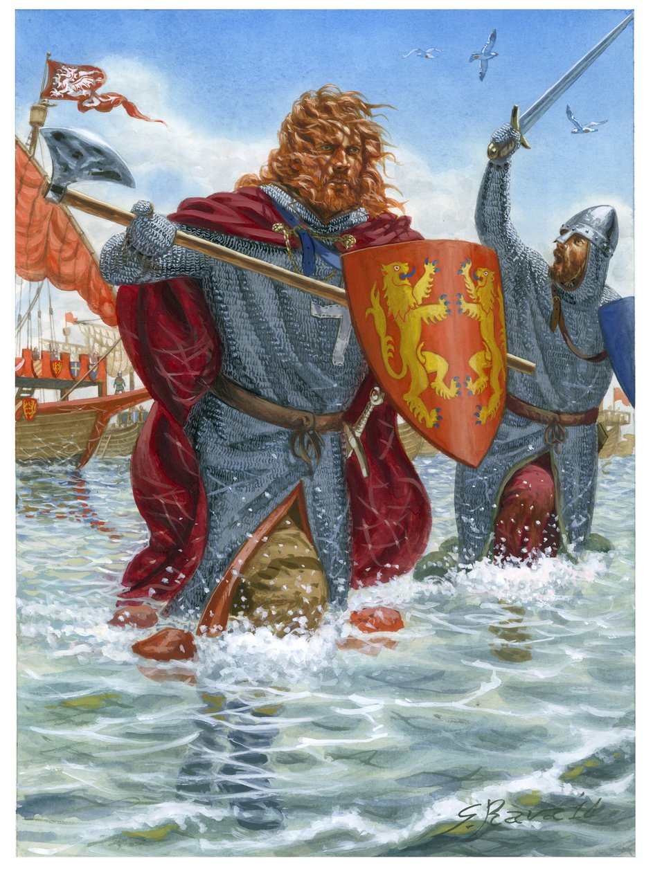 第3回十字軍ライオンハートとして知られるイングランドのリチャード1世（1157-1199）がサン・ジャン・ダクレを襲撃（1191年）（イラスト） 作： ジュゼッペ・ラヴァ
