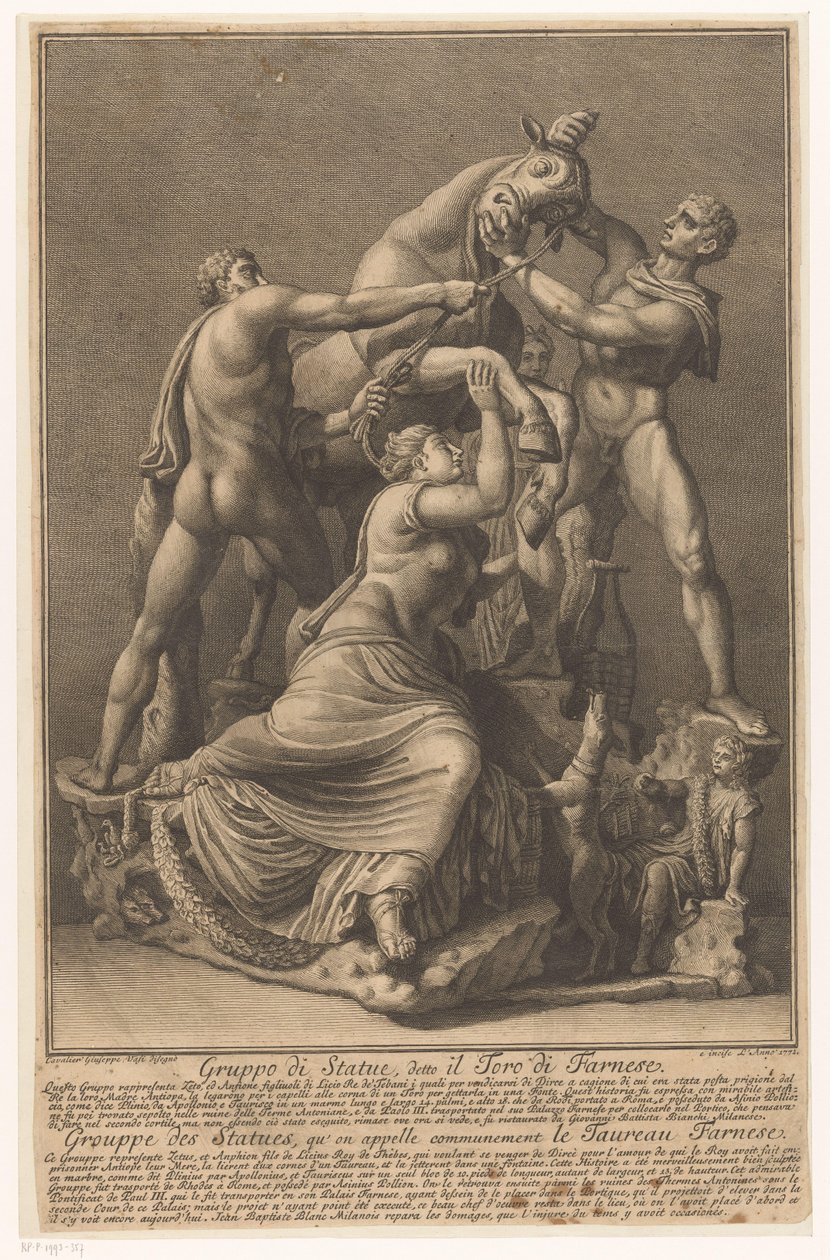 Dirce wordt aan een stier gebonden ファルネーゼ・シュティア ファルネーゼの雄牛として知られる彫像のグループ / Grouppe des Statues, qu