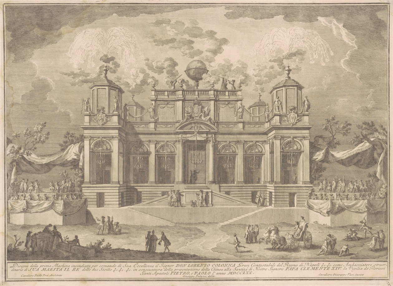1770 年の中国のプリマ マッキナ: 商業のためのローマの建物 作： ジュゼッペ・ヴァシ、ジュゼッペ・パラッツィの後、パオロ・ポジの後