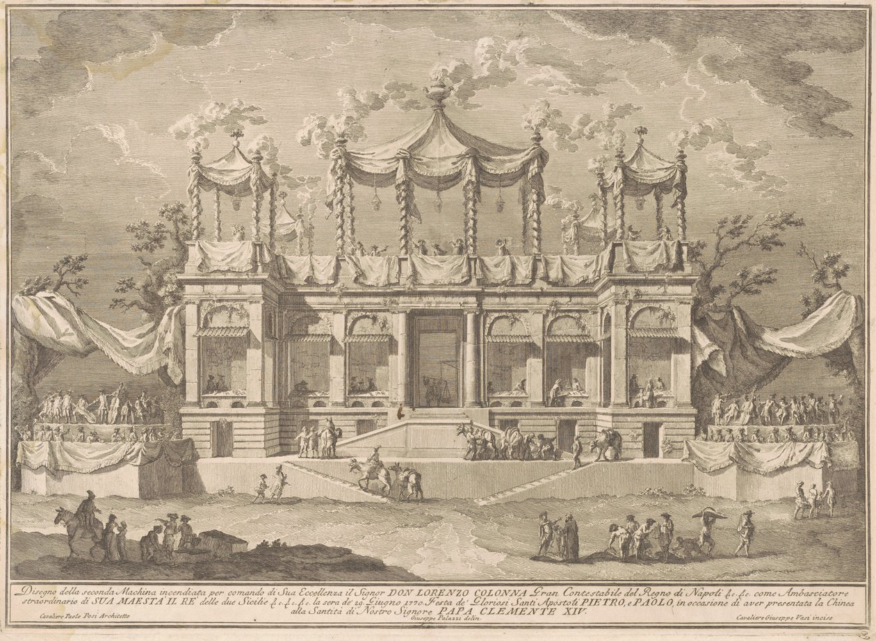 1770 年の中国の Seconda Macchina: 魚市場のポルティコ 作： ジュゼッペ・ヴァシ、ジュゼッペ・パラッツィの後、パオロ・ポジの後