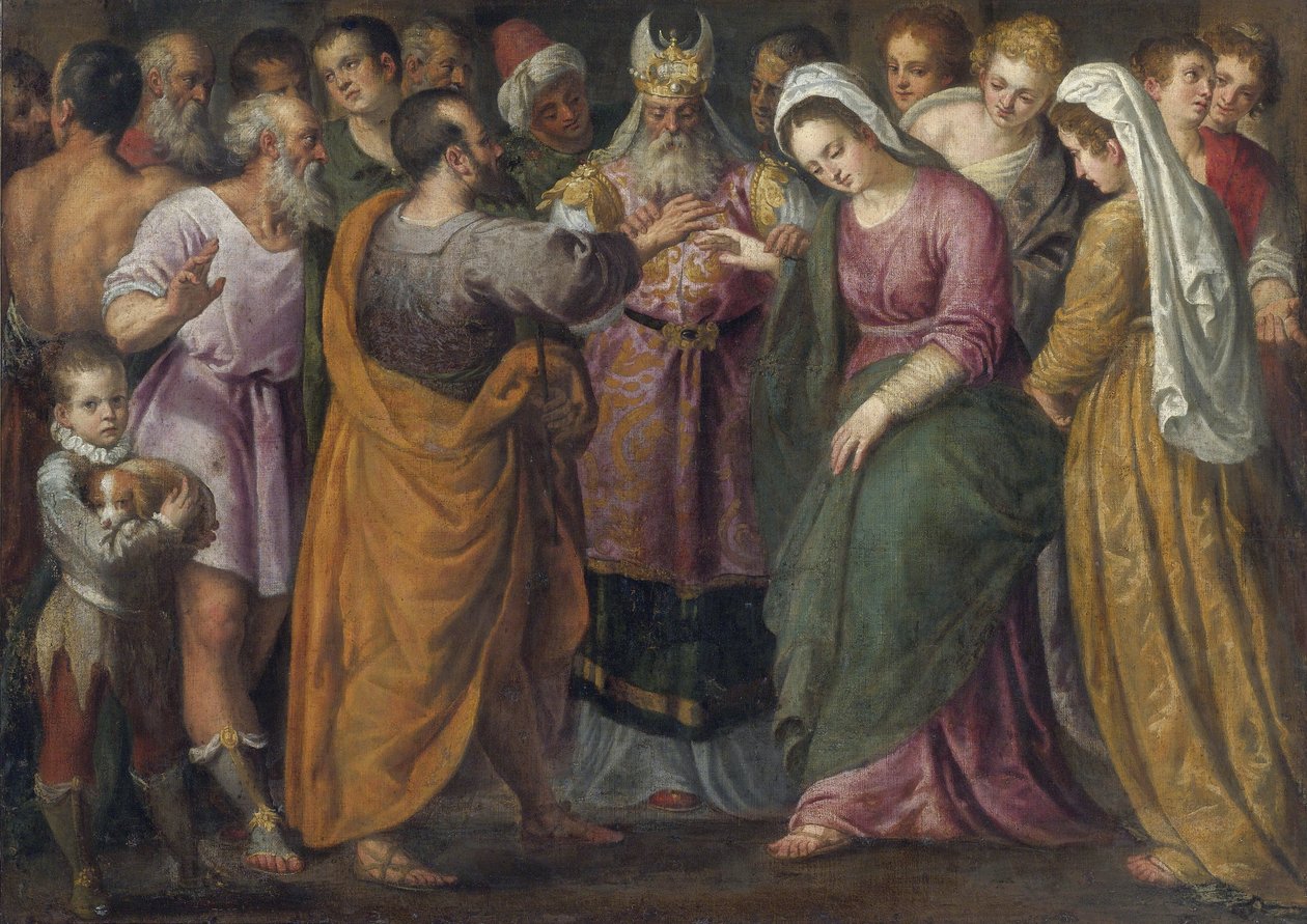 Le mariage de Marie et Joseph -The Marriage of Mary and Joseph par Salviati, Giuseppe (1520-1575).油彩・キャンバス、サイズ：116,8x164、個人蔵 作： ジュゼッペ・デッラ・ポルタ・サルヴィアーティ