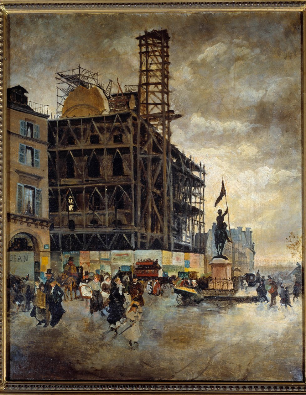 ピラミッド広場 1880年のマルサン館（パリ）の建設。絵画 Guiseppe Nittis（1846-1884） Ec.イタル 作： ジュゼッペまたはジョセフ・ド・ニッティス