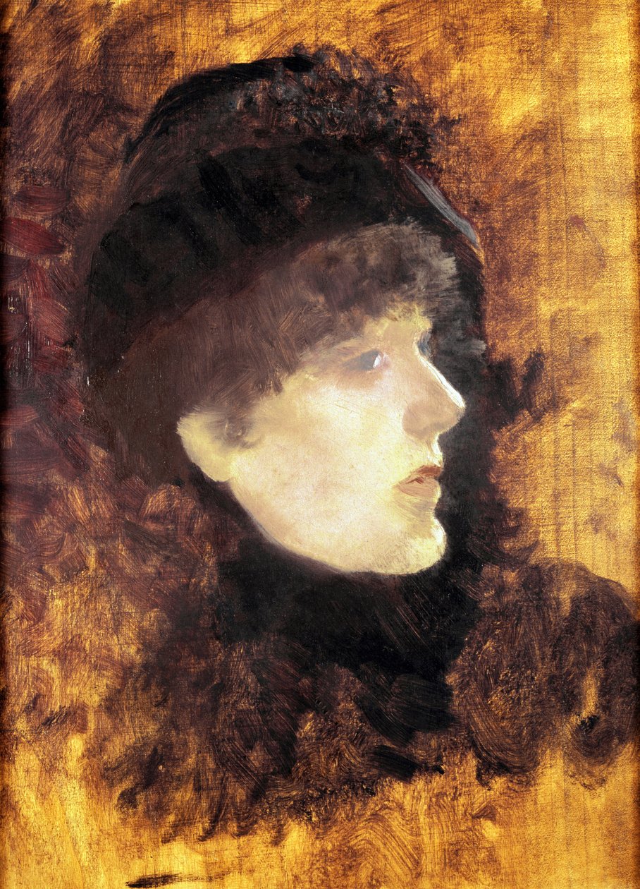 サラ・ベルナールの肖像。ジュゼッペ・デ・ニッティス（1846-1884）の絵画 作： ジュゼッペまたはジョセフ・ド・ニッティス