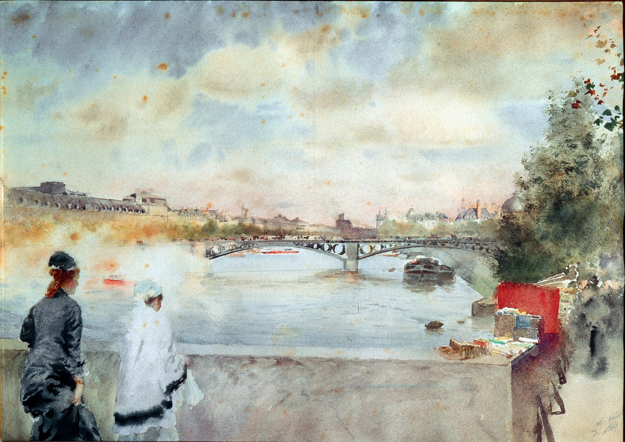 新しいスタイル 風景画 絵画 セーヌ川 橋 パリ 水彩画 美術 インテリア アート 絵画