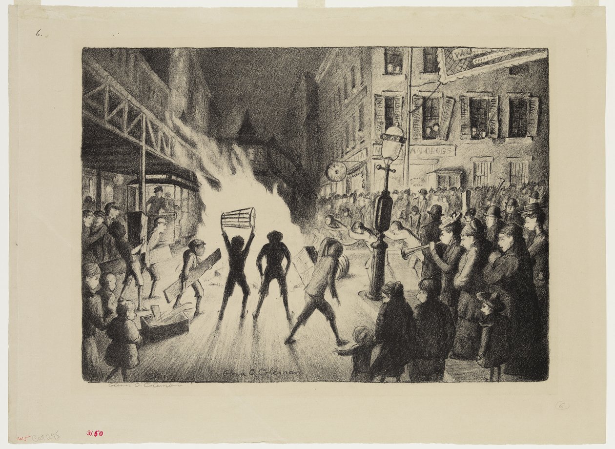 選挙の夜のたき火、1928 作： グレン・O・コールマン