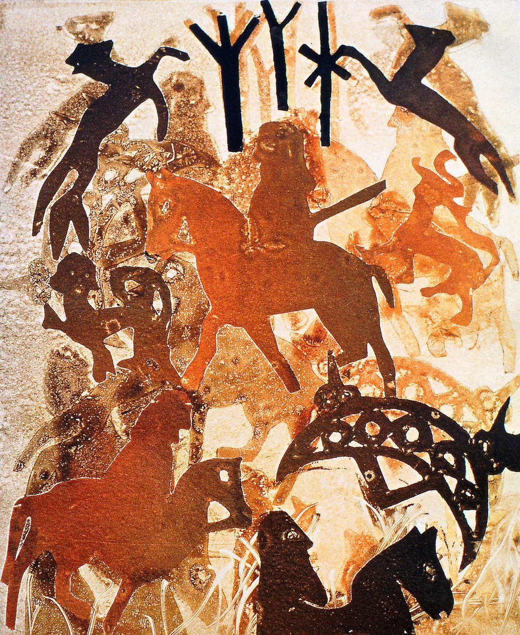 Symbols and Runes、2000（モノプリント） 作： グロリア・ワリントン