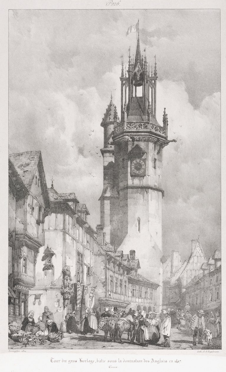 古代フランス、ノルマンディーの絵のように美しいロマンチックな旅：Tour du Gros-Horlage、Évreux 作： ゴドフロイ・エンゲルマン
