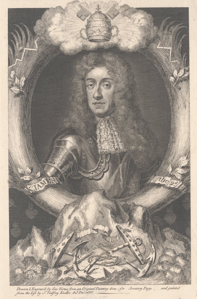 ジェームズ2世、ジョージバーチュー（1684-1756）、1688年に彫刻 作： ゴッドフリー・ネラー