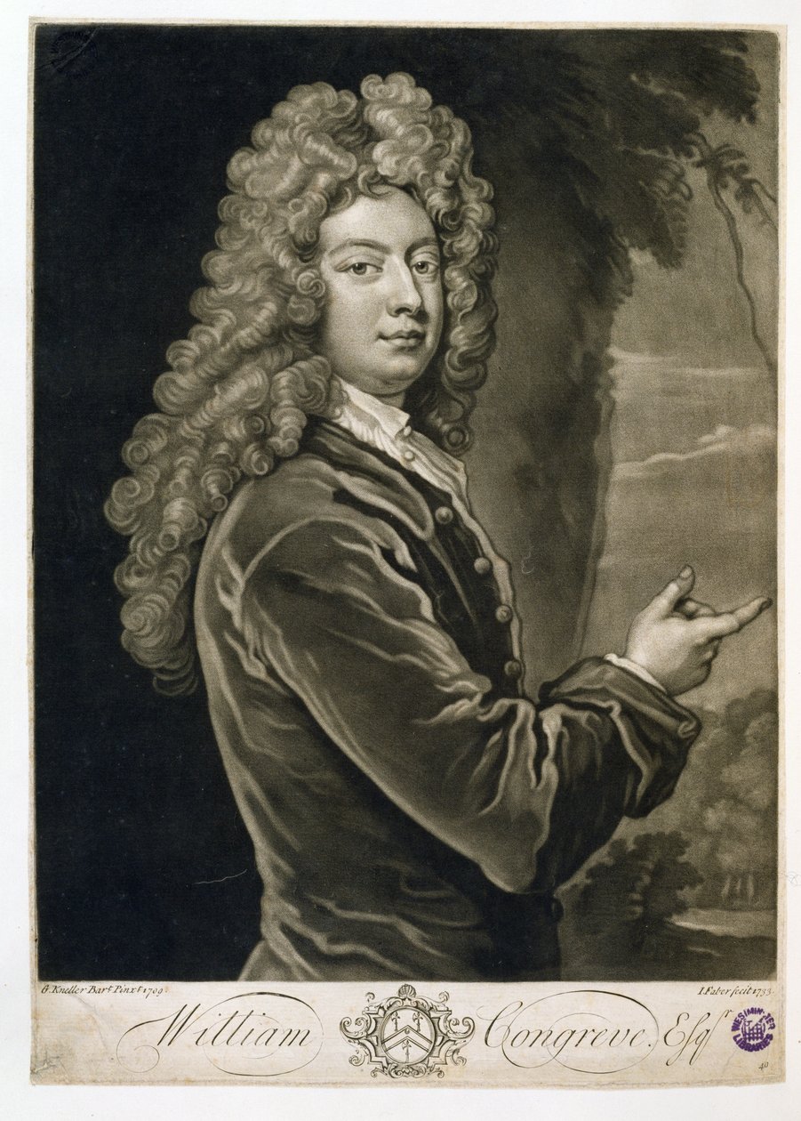 ウィリアムコングレーブ（1670〜1729）、ジョンファーバー（1684-1756）、1733によって彫刻 作： ゴッドフリー・ネラー