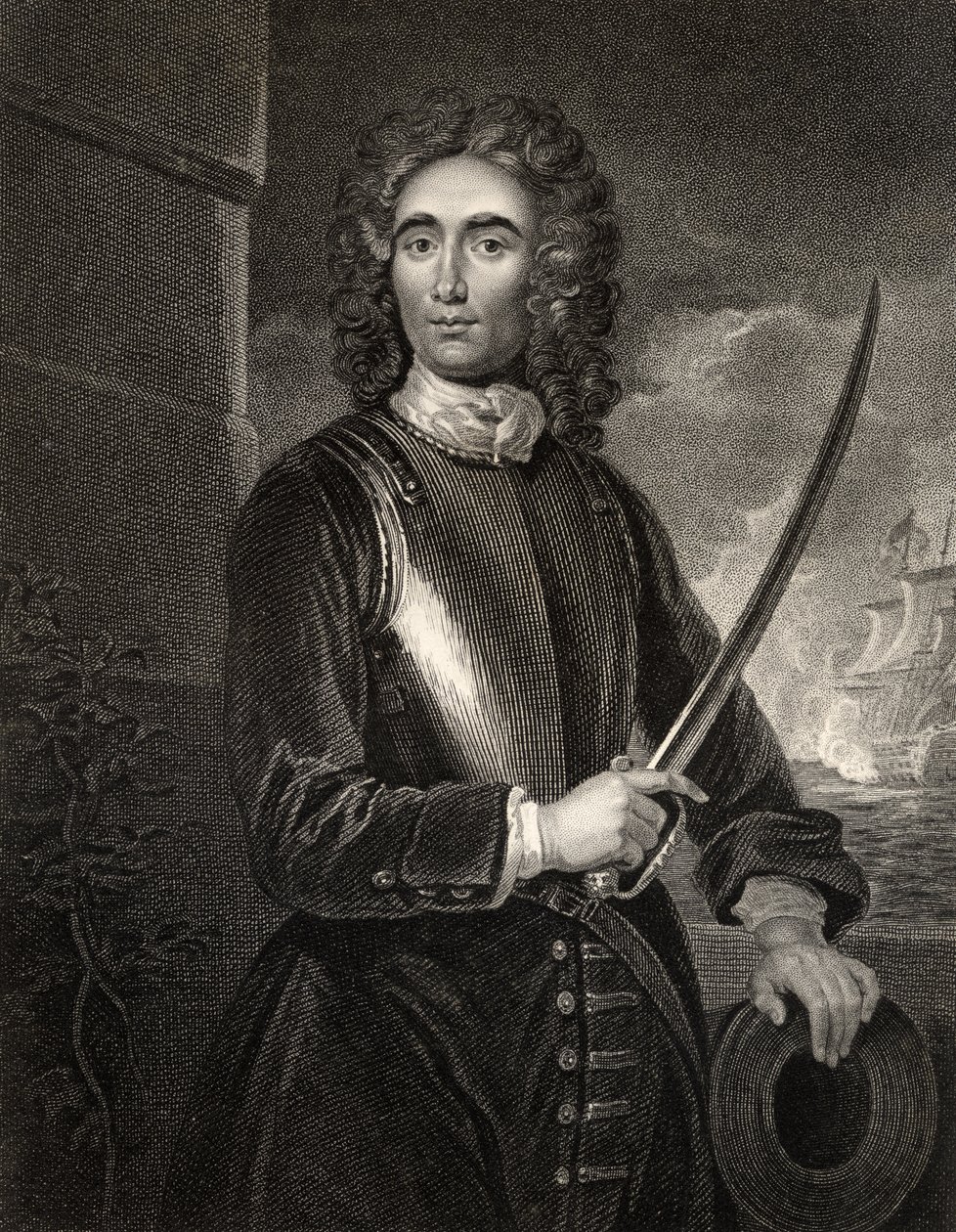 ジョン・ベンボウ、W.T.モートの彫刻、1820年頃発行の「The National Portrait Gallery, Volume IV」より（リトグラフ）。 作： ゴッドフリー（後）クネラー