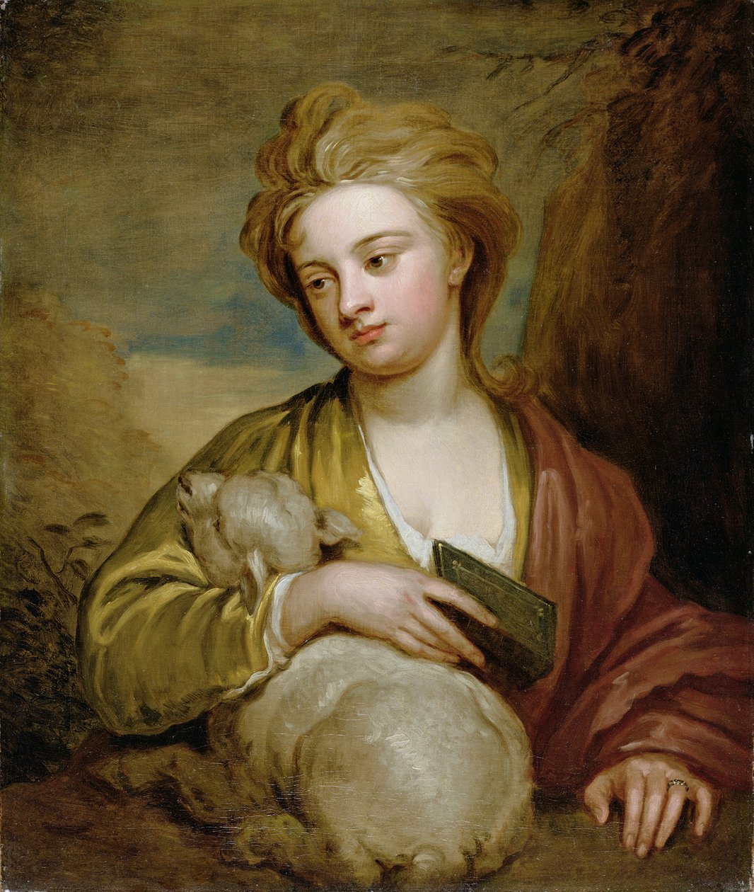 聖アグネスとしての女性の肖像、伝統的にキャサリン・ヴォスとして識別されている、c.1705-10（キャンバスに油彩） 作： ゴッドフリー・ネラー