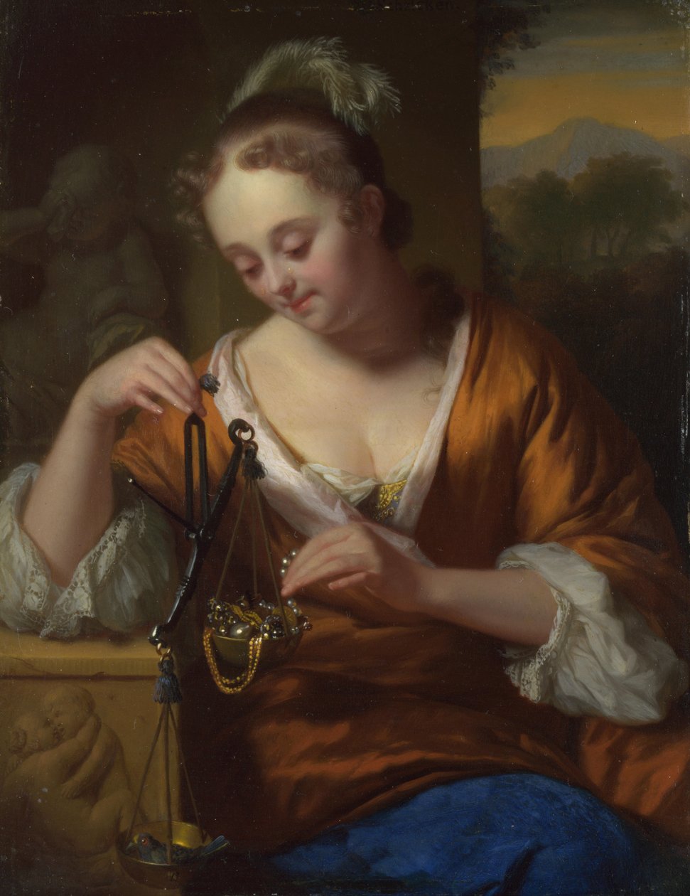 美徳と富の寓意、約。 1665年～1667年 作： ゴドフリート・コーネリス・シャルケン