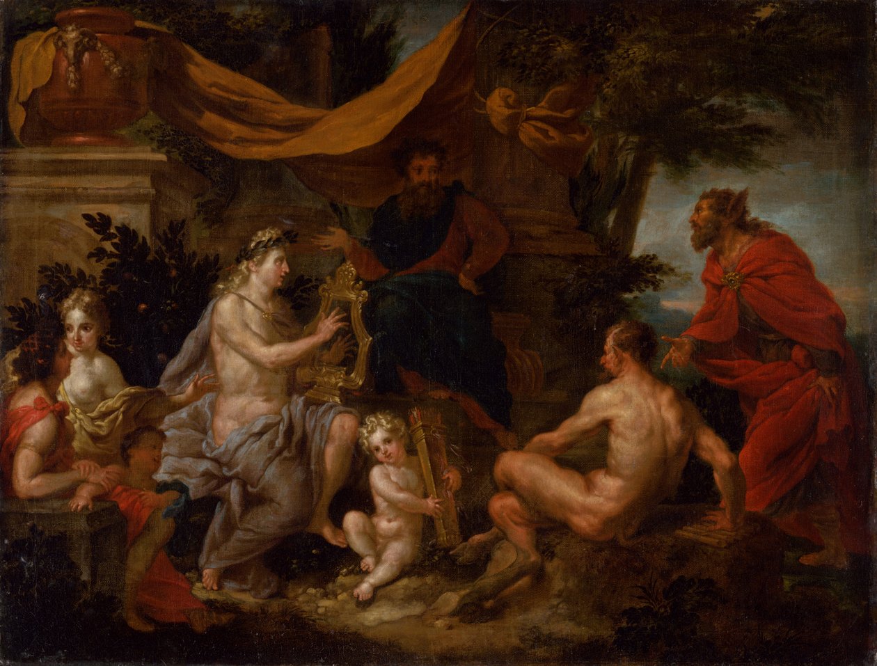 アポロとパンの間のコンテスト、1690年。 作： ゴッドフリード・メイズ